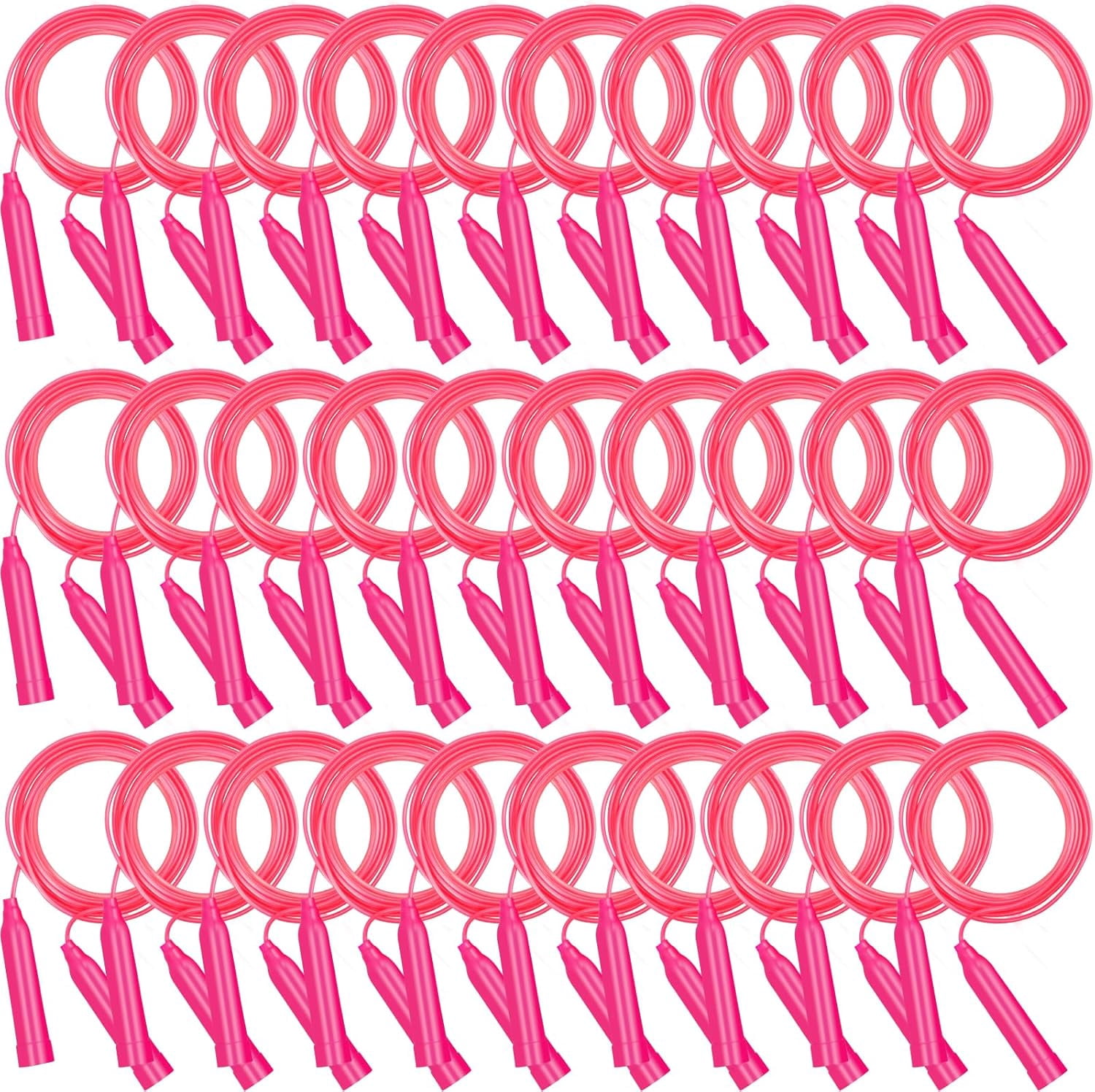 30 PCS Pink Jump Ropes Bulk, Adjustable Plastic Skipping Rope, 7.3 Feet ...