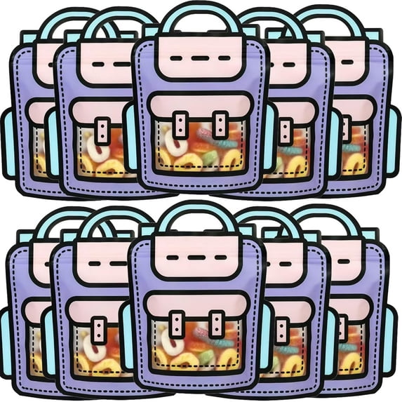 30 PCS Purple Party Favor Bags for Kids, Children Goodie Bags with Stand-up Bottom, Grip Seal Ziploc Bulk Gift Bag, Students Treat Bag, Cute Snack Candy Bags for Birthday, Back to School, Classroom