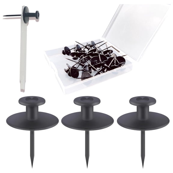 30 PCS Push Pins Picture Hangers Wall Hooks, Double Headed Thumb Tacks for Wall Hangings, Renter Friendly Decor Small Picture Frame Hangers for Drywall Cork Board Home Office Photo Decorations(Black)