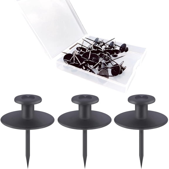 30 PCS Push Pins Picture Hangers Wall Hooks, Black Double Headed Thumb Tacks for Wall Hangings, Renter Friendly Photo Frame Hangers for Drywall Cork Board Home Office Decor