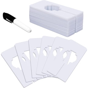 30 PCS Rectangular White Plastic Closet Dividers with a Bonus Marker, Writable and Reusable for Sorting Clothing Size, Color, Size 2” x 5.4’’(Inner Diameter 1.38”)