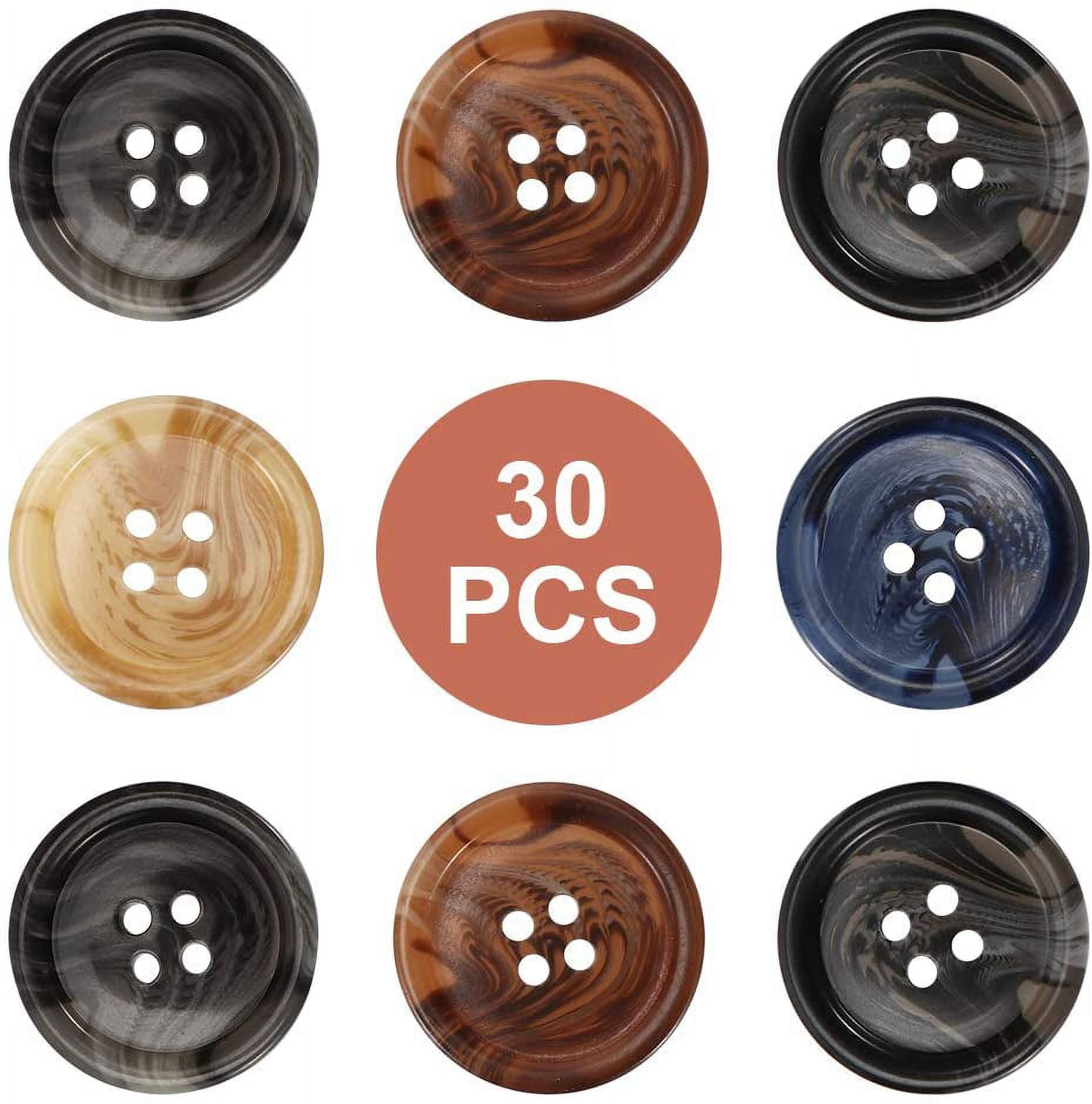 30 PCS Resin Sewing Buttons, 25mm/1 inch Round Bulk Buttons for Sewing ...