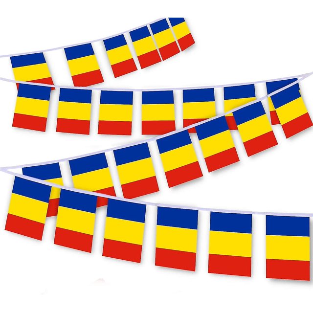 30 PCS Romania Flag String,32 FT Romanian Bunting,Decoration Banner for