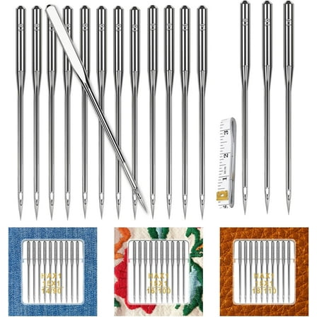 30Pcs Universal sewing needles, Sizes 90/14 100/16 110/18 for Thick Fabric Including Canvas Leather Embroidery Jeans, Compatible with Singer, Brother, Janome, Varmax