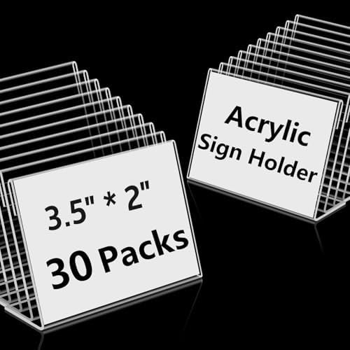 30 PCS Small Acrylic Sign Holder 3.5