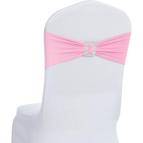 30 PCS Spandex Chair Sashes Bows Stretch Chair Cover Band with Buckle Slider Universal Elastic Chair Ties for Wedding Banquet Party Event Decoration (Pink)