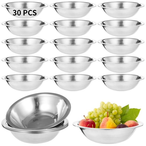 30 PCS Stainless Steel Prep Bowls, Heavy Duty Mixing Bowls for Kitchen, Egg Beating, Food Preparation, 6.3 Inches Diameter, Smooth Surface, Stackable, Dishwasher Safe