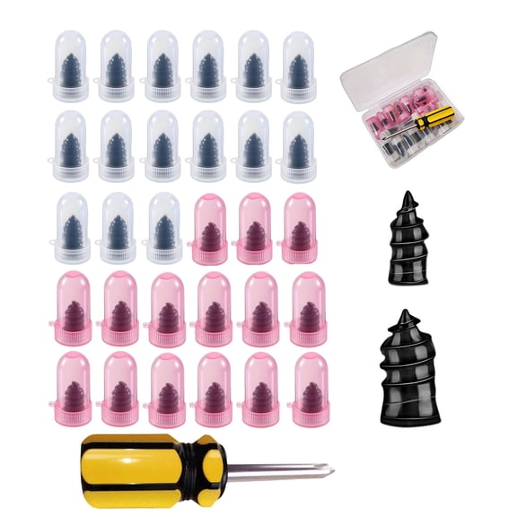 30 PCS Tire Repair Rubber Nails, Reliable Screw in Tire Repair Plugs with a Screwdriver, Tire Repair Screws, Self-Service Tire Plugs Screw for Car,Truck, Motorcycle