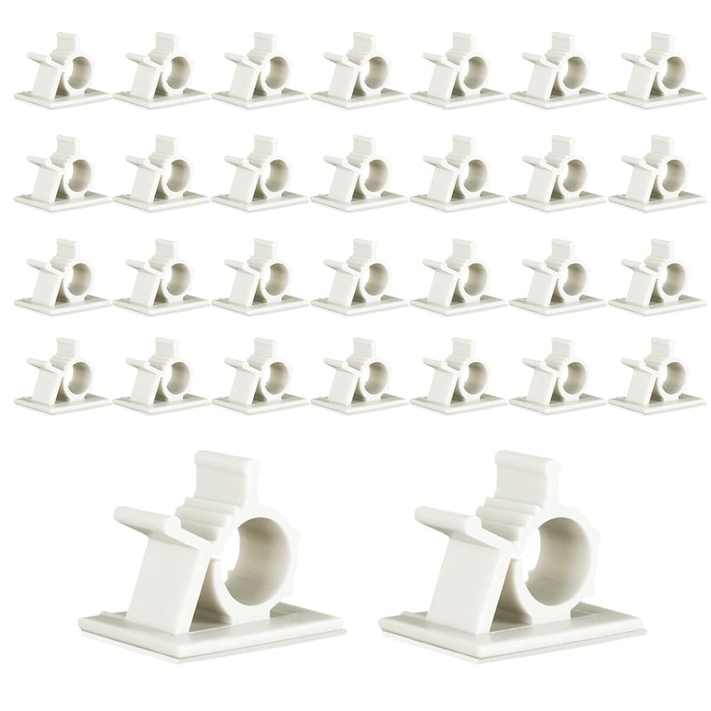 30 PCS White Cable Clips, SelfAdhesive Cable Organisers, 4 Adjustable