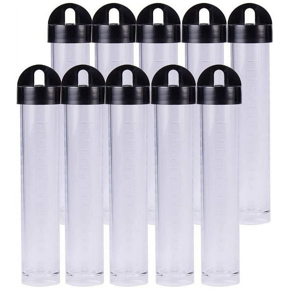 30 Pack 0.85oz Clear Plastic Tube Bead Containers Liquid Containers with Black Screw-Top Lid Cylindrical Bottom Easy to Stand and Place (Diameter 0.78"/ Length 4.13")