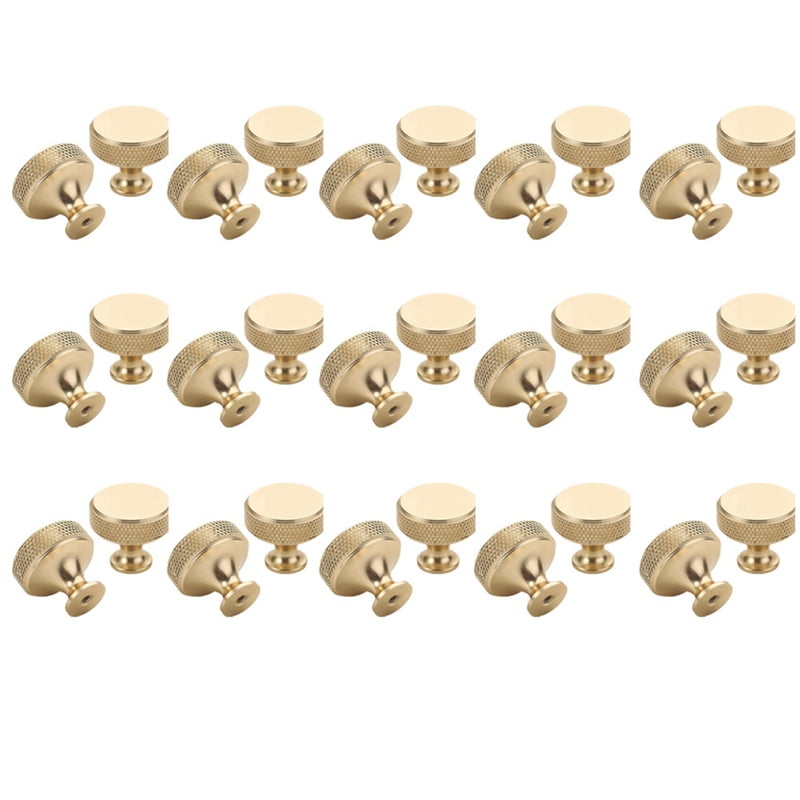 30 Pack 1.2 Inch Brushed Gold Cabinet Knobs Knurled Kitchen Cabinet Knobs Gold Drawer Knobs Round Dresser Knobs