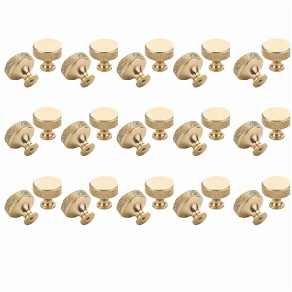 30 Pack 1.2 Inch Brushed Gold Cabinet Knobs Knurled Kitchen Cabinet Knobs Gold Drawer Knobs Round Dresser Knobs