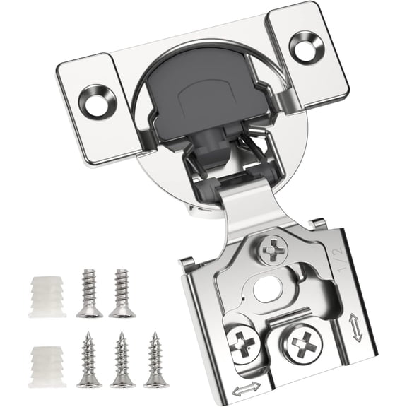 30 Pack 1/2" Overlay 3D Soft Close Concealed Hinge for Face Frame Door, Smooth Slow Self Closing Hinges, Satin Nickel, Hidden 105° Open Angle Stainless Steel Hinge for Kitchen Cabinet Door