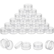 30 Pack 1.47"x0.78" 10ml Empty Clear Plastic Bead Storage Container jar with Rounded Screw-Top Lids for Beads Nail Art Glitter Make Up Cosmetics and Travel Cream ClearDIY