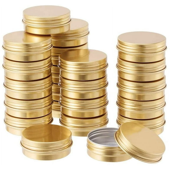 30 Pack 1 OZ Round Tin Cans Screw Top Aluminum Cans with Lids for Lip Balm Scrubs Spices Candies Tea and Other Gift Giving (Gold) DIY DIY