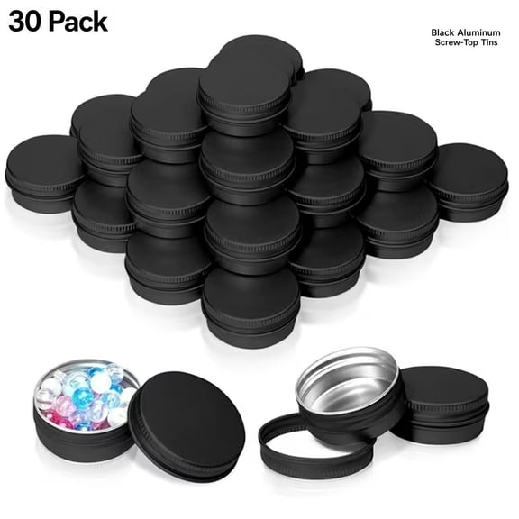 30 pcs 1 oz aluminum cans, 30 ml round aluminum screw cap tin can containers, sample containers, suitable for buttons, beads, coins, trinkets, etc.
