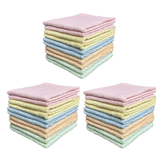30 Pack, 100% Cotton Wash Cloth, Wash rags Pack, Extra Soft, Highly Absorbent, Machine Washable Size 12 X 12 inch, Assorted Colors - Color May Very. (Multi, 12 x 12 in)