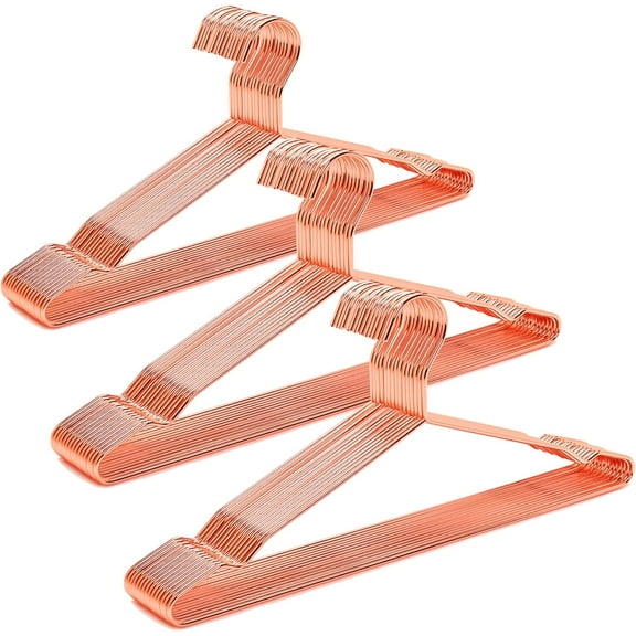 30 Pack 17" Rose Gold Strong Metal Hanger, Copper Clothes Hangers, Heavy Duty Coat Hangers, Standard Suit Hangers for Jacket, Shirt, Dress (Copper, 30)