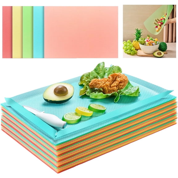 30 Pack 17 x 12 Inch Disposable Colored Cutting Boards for Kitchen, Foldable Cutting Boards with Built-in Creases, Flexible Plastic Mats for Kitchen and Commercial Use