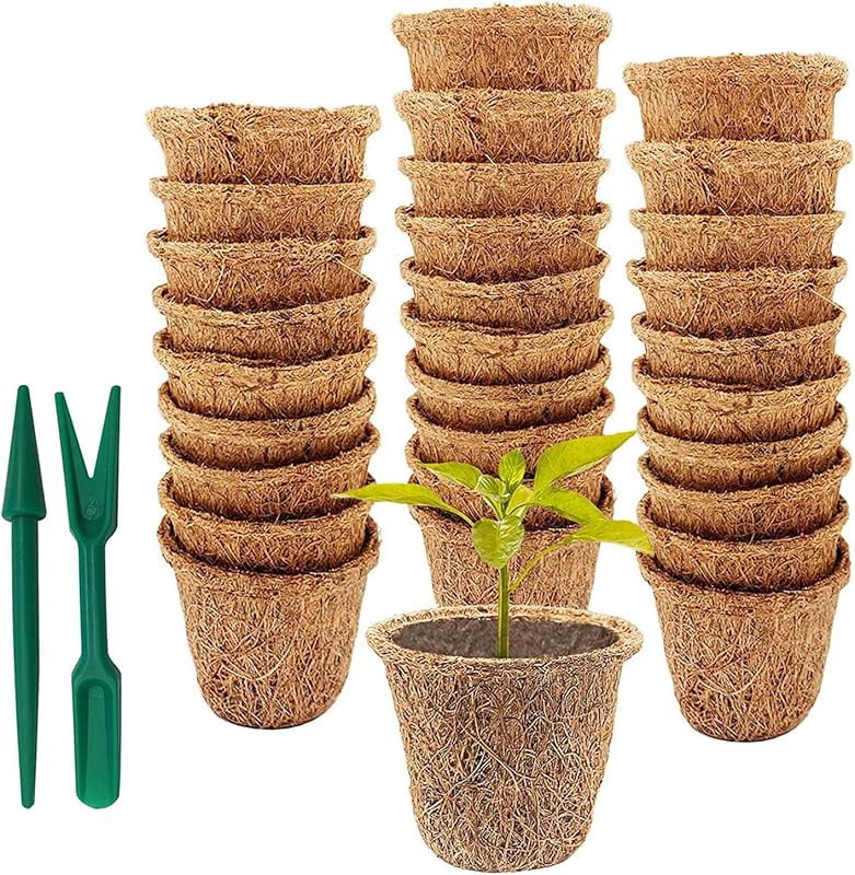 30 Pack 2.6 Inch Coco Coir Seed Starter Pots, Biodegradable Seed ...