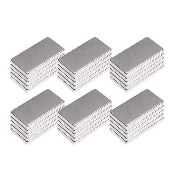 30 Pack 20x10x2 mm Rare Earth Neodymium Magnets, Powerful Small Strong Metal Rectangular Bar Magnetic Strip Magnet for Fridge Garage Kitchen Science Craft Office, Silver