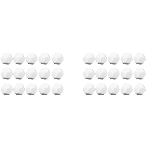 30 Pack 22MM Blank White Dice Set Acrylic Rounded D12 Dice Cubes for Game,Fun,DIY Sticker and Math Teaching