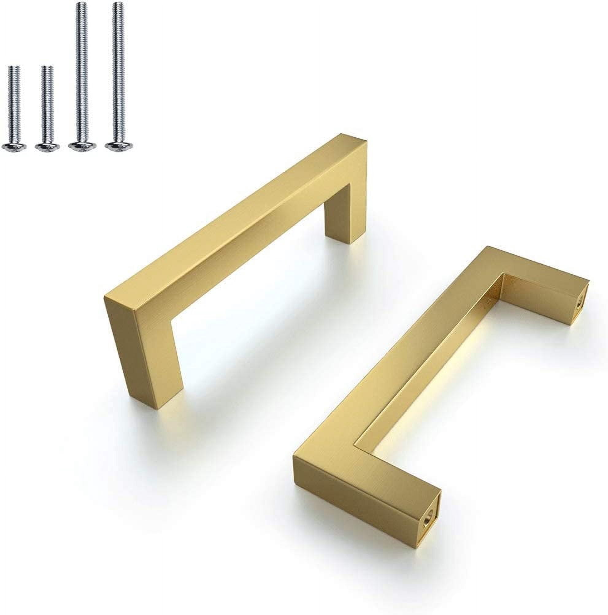 30 Pack|3-3/4" Brushed Gold Cabinet Pulls Kitchen Cabinet Handles Brass Drawer Pulls Square Cabinet Knobs,Kitchen Dresser Pull Furniture Hardware