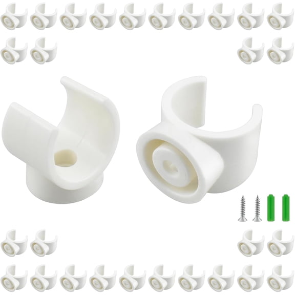 30 Pack 3/4 Inch PEX Pipe Clamp Clip, 20 mm U Hook Tubing Clamps Hangers PVC Water Support Holder Bracket Socket, White Plastic Clips (Fasteners Included)