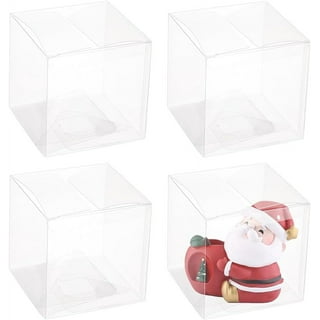Yesbay Clear Acrylic Plastic Square Cube ,4Pcs Small Box with Lid Case  Storage Boxes for Candy Pill and Tiny Jewelry