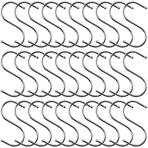 30 Pack 3 Inch Metal S Shaped Hanging Hooks,Heavy Duty S Hooks for Hanging Pots Pans