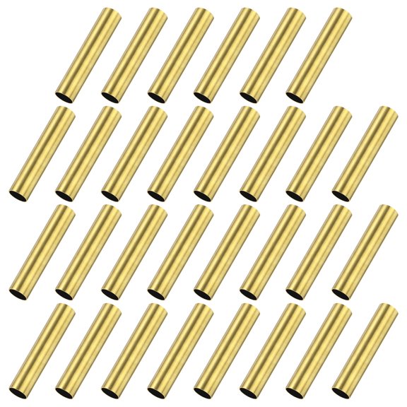 30-Pack 30mm Brass Round Tube, 6mm OD 0.5mm Wall Thickness Short Brass Seamless Tubing for DIY Crafting/Decorating