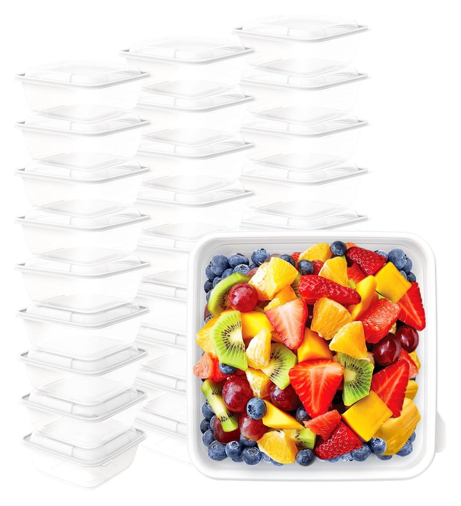 30 Pack 34oz Plastic Containers with Lids Meal Prep Containers Reusable ...