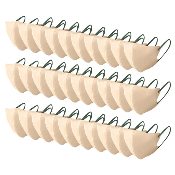 30 Pack 3D Disposable Face Masks for Spring Allergy and Pollen Protection, Non-Woven, Beige, 30 Pack