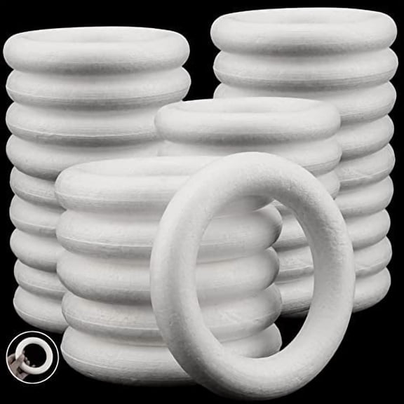 30 Pack 4.7 Inch Craft Foam Wreath,White Polystyrene Foam Circles Ring,Round Foam Wreath Form for Crafts DIY Arts Floral Projects Home Wedding Decor