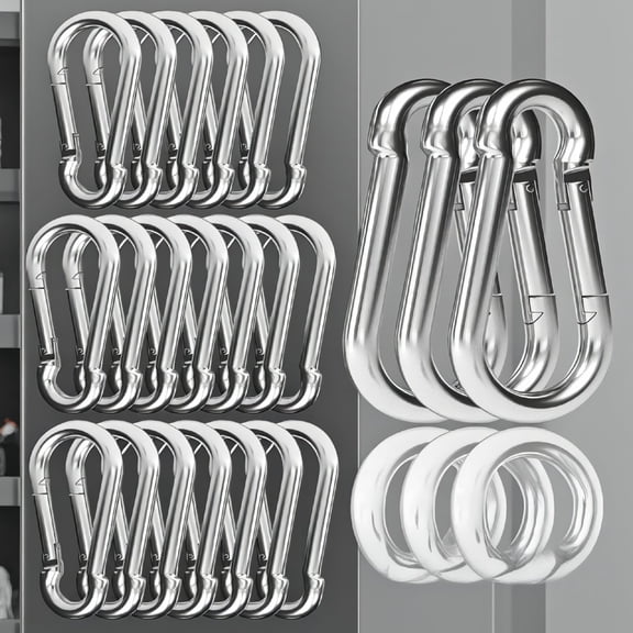 30-Pack 4 Inch M10 Spring Snap Hook Carabiner Clips, 3/8" Galvanized Steel, 770 lbs Capacity for Swing Hammock Camping