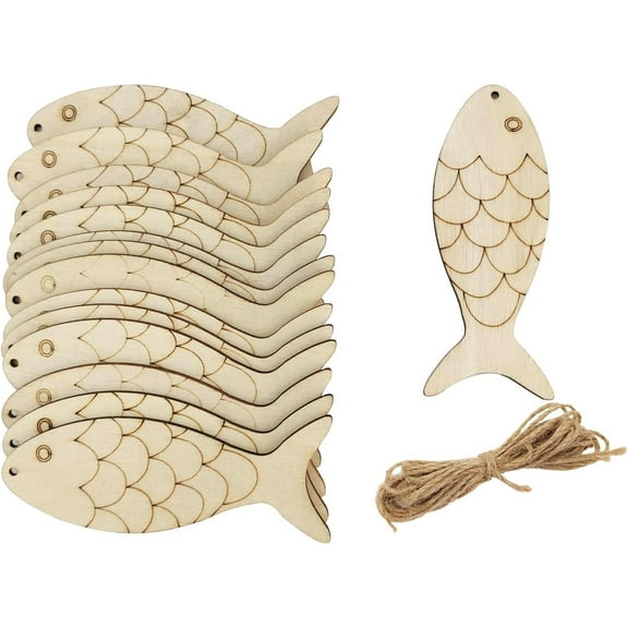 30 Pack 4 Inch Wood Fish Crafts Unfinished Wood Fish Cutouts Wooden Fish Hanging Ornaments DIY Fish Craft Gift Tags for Home Party Decoration Craft Project