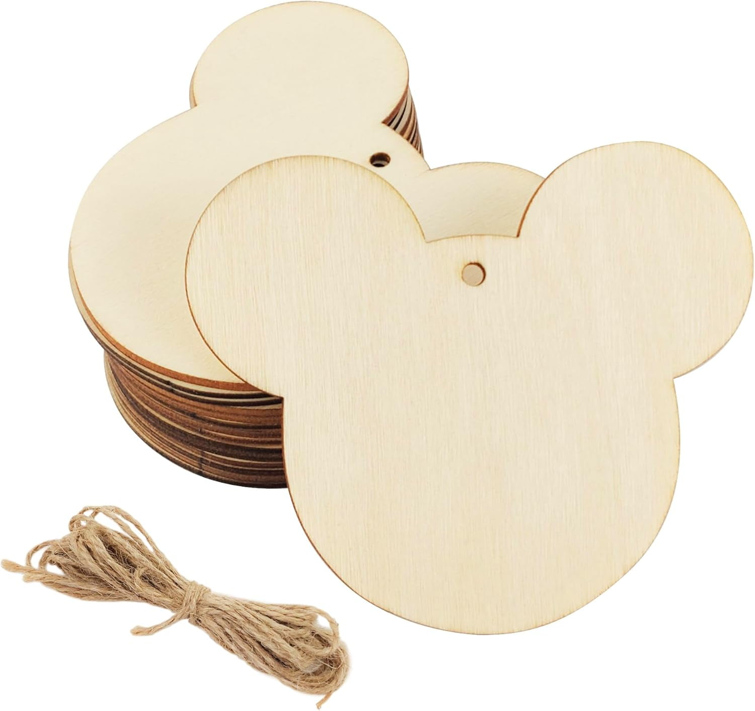 30 Pack 4 Inch Wood Mouse Head Cutouts Unfinished Wood Mouse Head ...