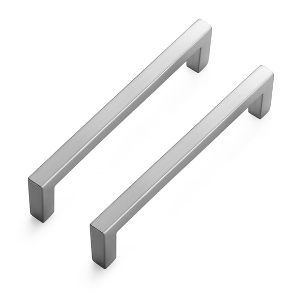30 Pack 5" Hole Center Slim Square Bar Cabinet & Furniture Pulls, Brushed Nickel