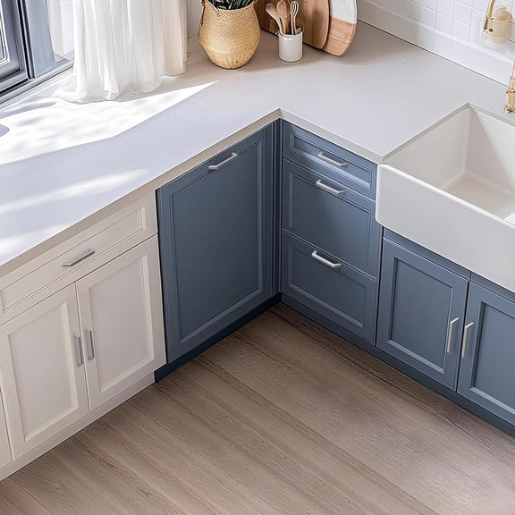 30 Pack 5 Inch Brushed Nickel Cabinet Pulls - Silver Cabinet Handles Modern Square Kitchen Handles for Dresser Drawers Cabinets Hardware, 5" Hole Centers(128 mm)