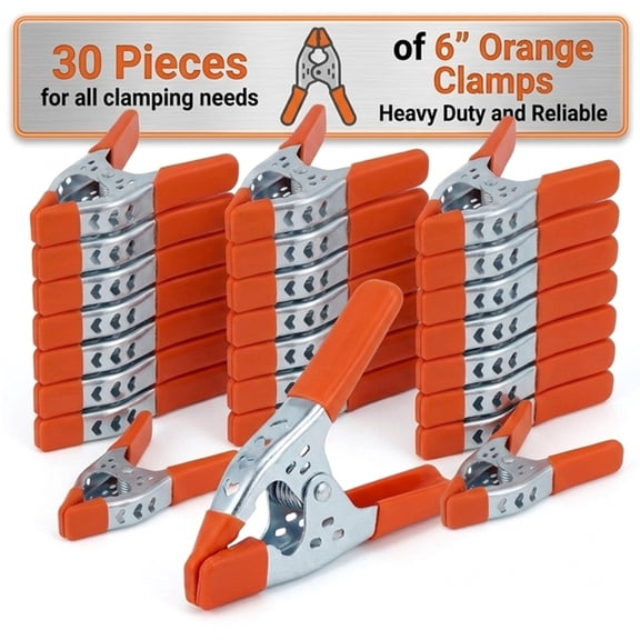 30 Pack 6-Inch Heavy Duty Metal Spring Clamps  2.5" Jaw Opening, Strong Grip Large Clips for Woodworking, Photography Backdrops, Crafts, DIY Projects