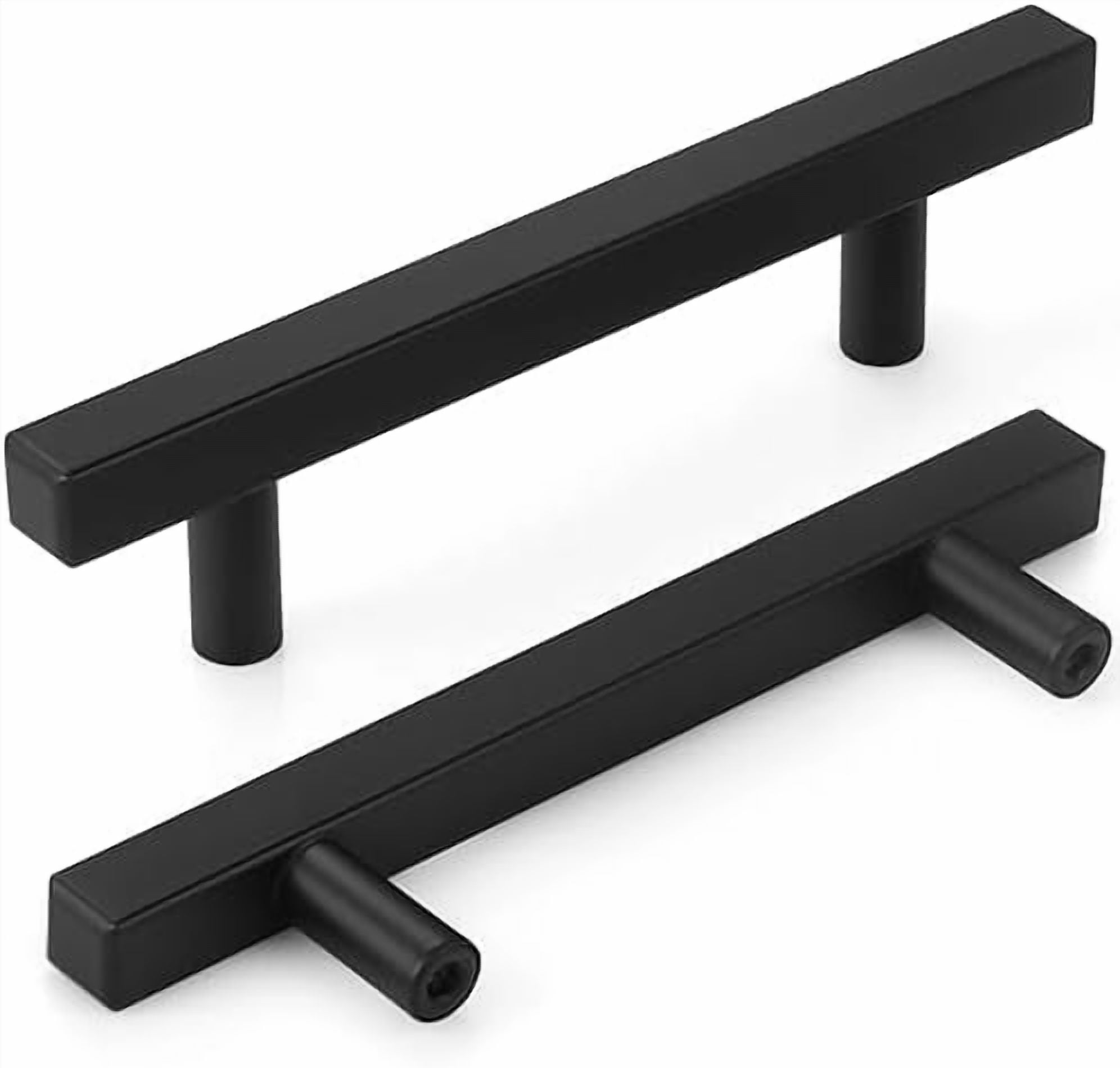 30 Pack 6 inch Square Cabinet Handles Matte Black Drawer Pulls, 3-3/4" Hole Center Kitchen Handles for Cabinet Pulls, Stainless Steel Cabinet Hardware for Bedroom Bathroom Office