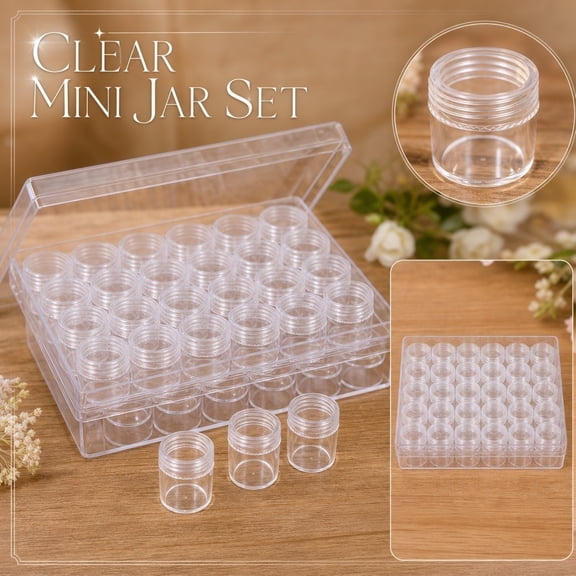 30-Pack 6g Clear Round Jar Transparent Dispensing Box Set, Small Container for Powders and Samples(6.3*5.31*1.38in)