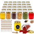 thumbnail image 1 of 30 Pack 6oz Hexagon Glass Jars with Gold Lids, 180ml Clear Glass Canning Jars Honey Jars Spice Jars Mason Jars for Jams, Shower Favors, Wedding Favors, Craft, 1 of 9