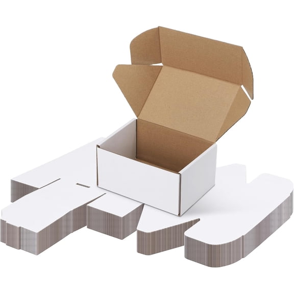 30 Pack 6x4x3 inch Small Shipping Boxes, White Mailing Boxes | Tuck Top, Quick Fold, Easy Assemble, Shape Well, Single Corrugated, DIY Cardboard, Card Shipping, Small Business Packaging