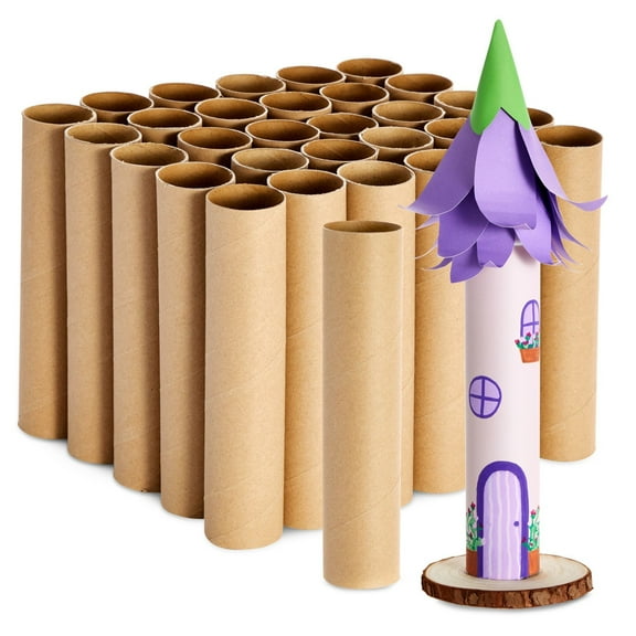 30 Pack 8 Inch Cardboard Tubes, 1.6x8“ Empty Toilet Paper Rolls For Crafts and Art Projects, DIY Brown Crafting Paper Roll for Classrooms, Dioramas, and Decorations