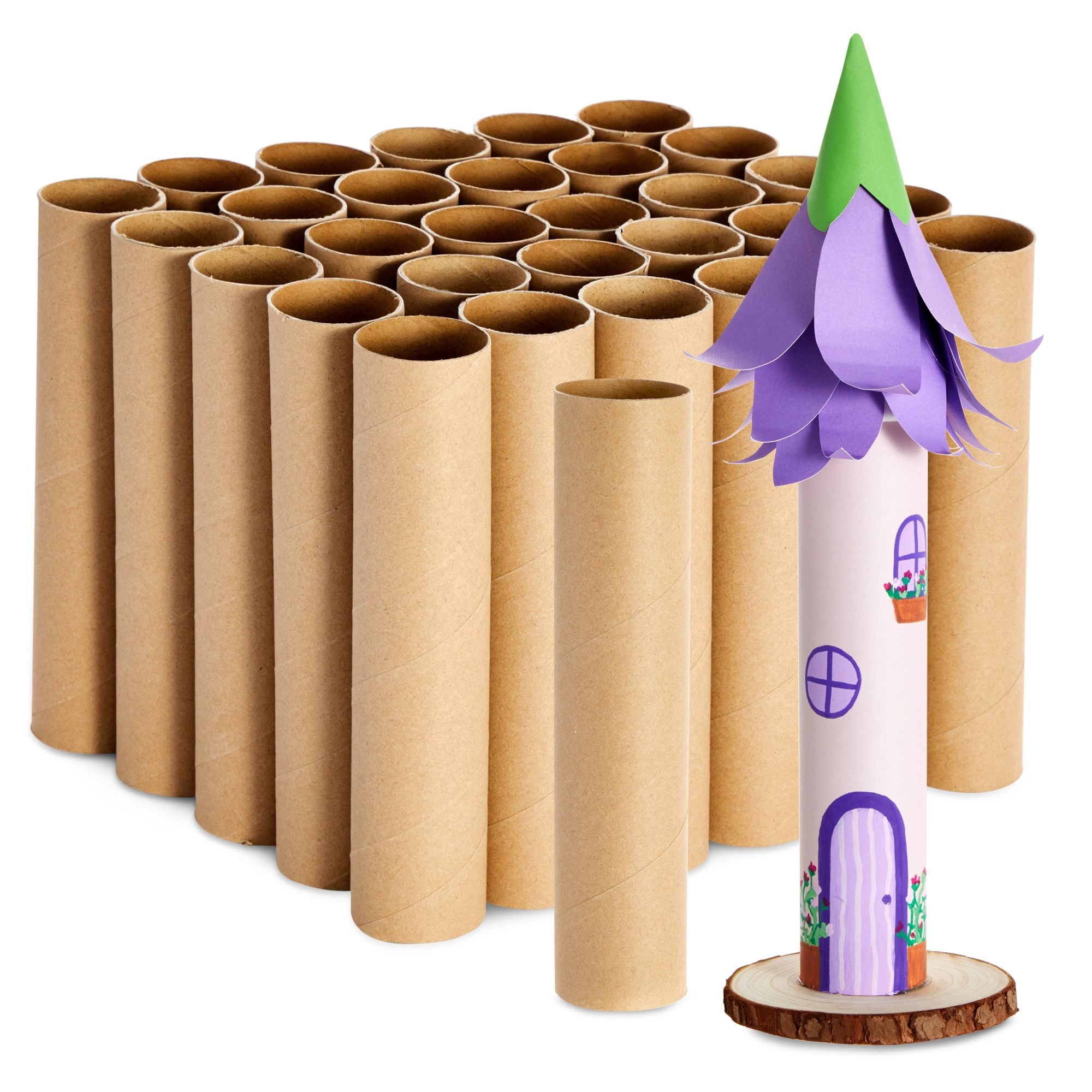 30 Pack 8 Inch Cardboard Tubes, 1.6x8“ Empty Toilet Paper Rolls For Crafts  and Art Projects, DIY Brown Crafting Paper Roll for Classrooms, Dioramas,  and Decorations 