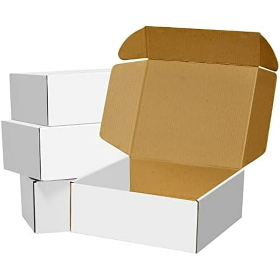 30 Pack 8x6x3 inches White Shipping Boxes, Corrugated Mailer Boxes, Packaging Boxes for Products, Recyclable Cardboard Box, Flat Literature Mailers for Gifts, Clothings by Mailing