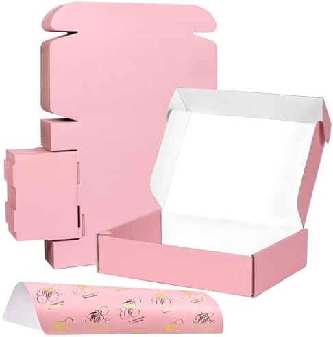 Pink Packing Boxes 30 Pack 9x6x2 Pink Shipping Boxes for Packaging Small Business ...