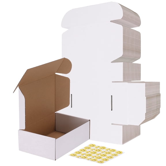 30 Pack 9x6x3 Shipping Boxes, White Corrugated Cardboard Mailer Box for Packing Mailing Small Business