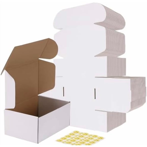 30 Pack 9x6x4 Shipping Boxes, White Corrugated Cardboard Mailer Box for Packing Mailing Small Business